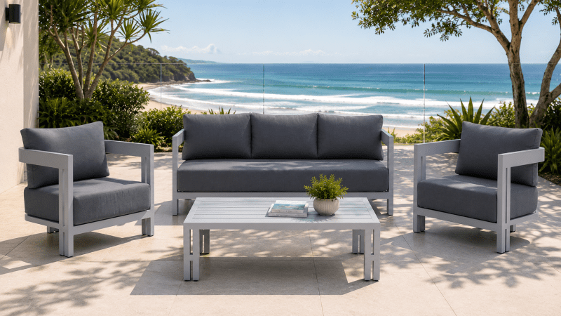 Princeton  3+1+1 Outdoor Aluminium Lounge Set with Coffee Table - White
