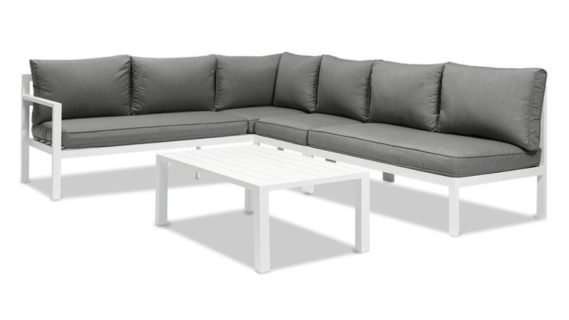 Paris 6 Seater Daybed Function Aluminium Outdoor Lounge Set-White