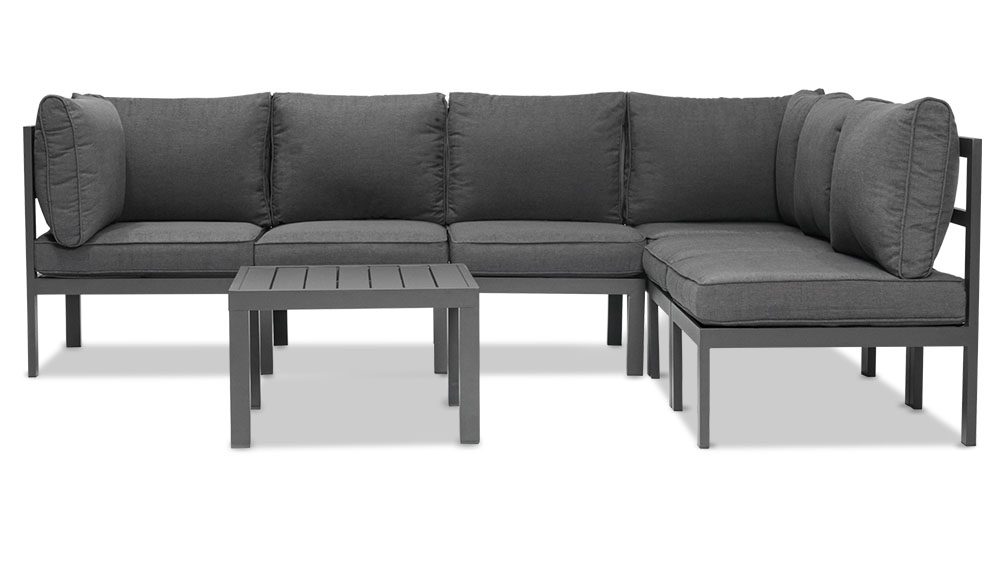 10.17家具1000X563画板 1 Aspen 7 Pieces Aluminium Outdoor Lounge Set - Gunmetal - Image 3