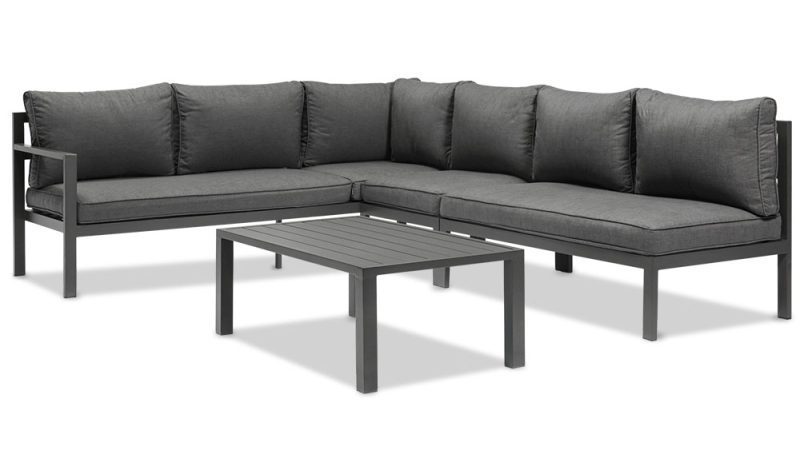 Paris 6 Seater Daybed Function Aluminium Outdoor Lounge Set-Gunmetal