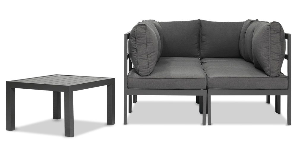 10.17家具1000X563画板 3 Aspen 7 Pieces Aluminium Outdoor Lounge Set - Gunmetal - Image 4