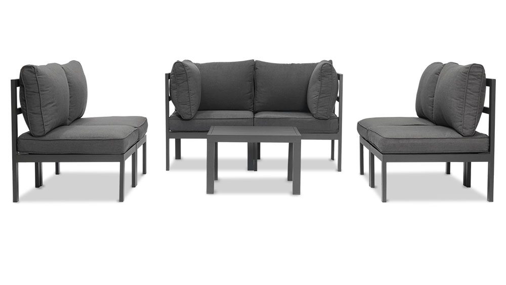 10.17家具1000X563画板 5 Aspen 7 Pieces Aluminium Outdoor Lounge Set - Gunmetal - Image 6