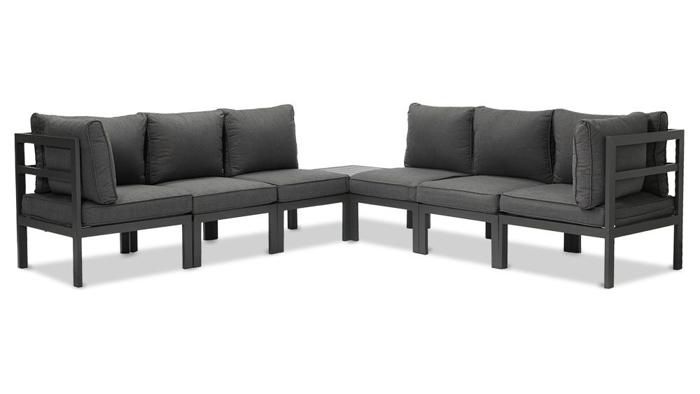 10.17家具1000X563画板 7 Aspen 7 Pieces Aluminium Outdoor Lounge Set - Gunmetal - Image 3
