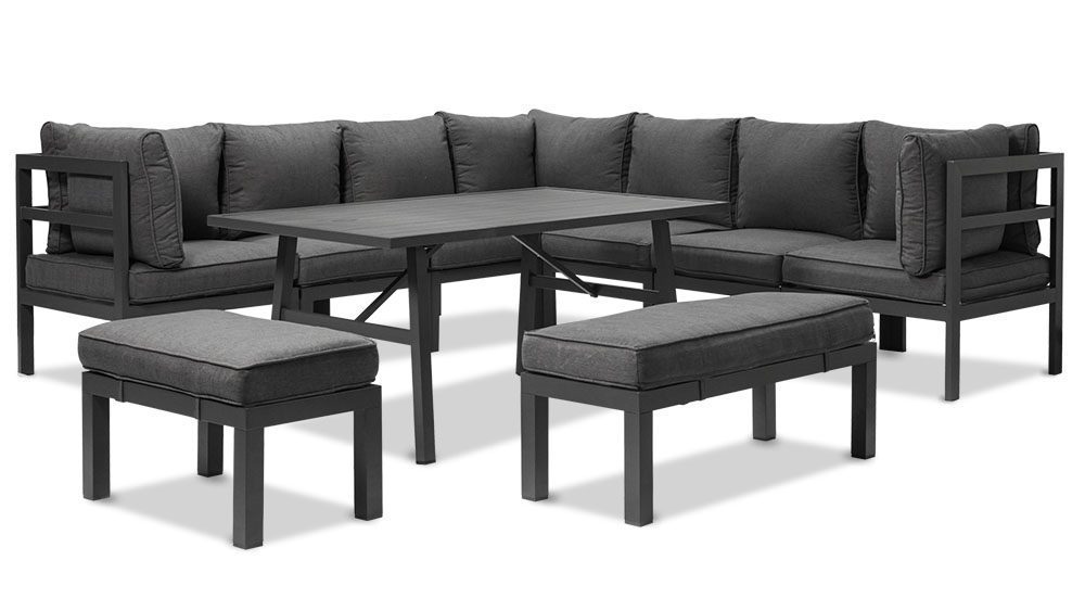 10.17家具1000X563画板-8 Aspen 10 Pieces Aluminium Outdoor Lounge and Dining Setting – Gunmetal - Image 6