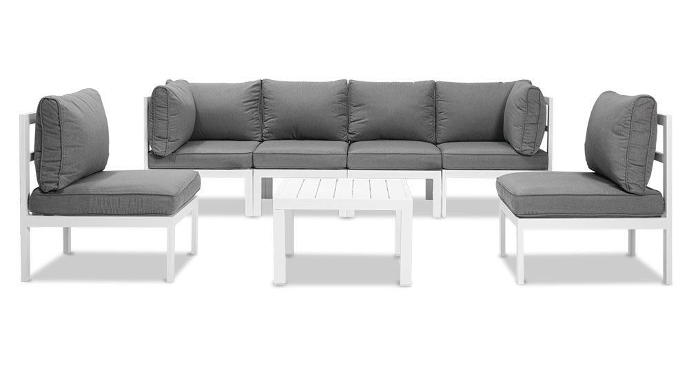 10.17家具1000X563画板 9 Aspen 7 Pieces Aluminium Outdoor Lounge Set – White - Image 2