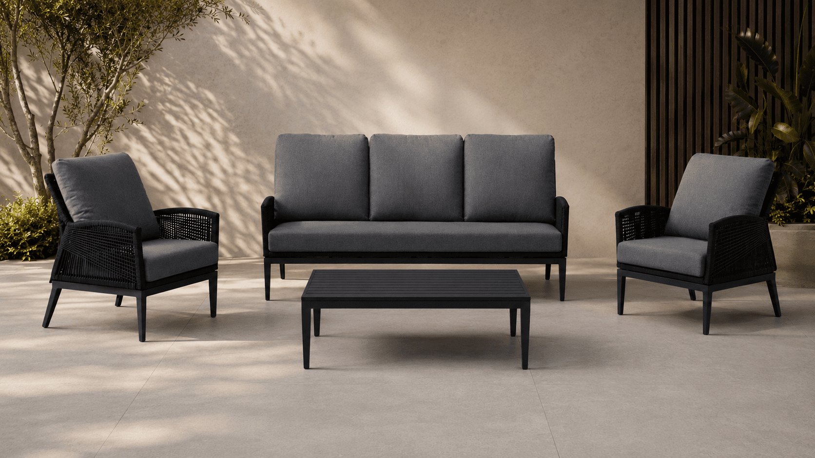1000 x 563 Boston 4 pcs lounge Boston 4 pcs Premium Quality Rope Outdoor Lounge Set - Image 1