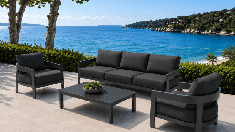 Gordon 4pc Aluminium Outdoor Lounge Setting – Gunmetal