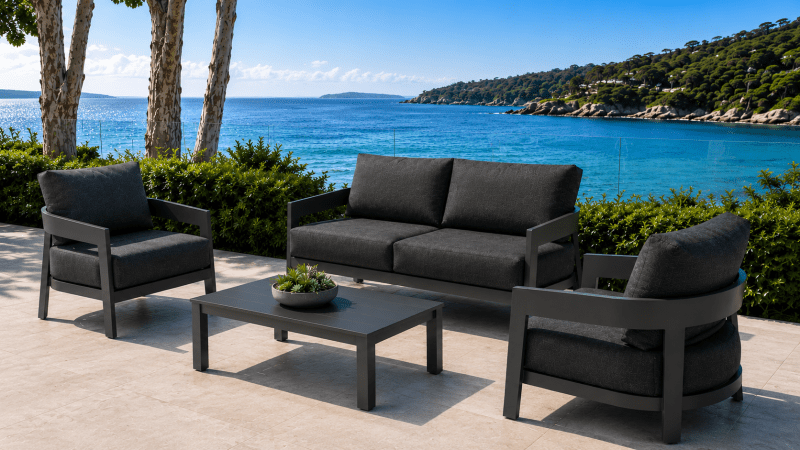 Gordon 2+1+1 Outdoor Aluminium Outdoor Lounge Set with Coffee Table - Gunmetal