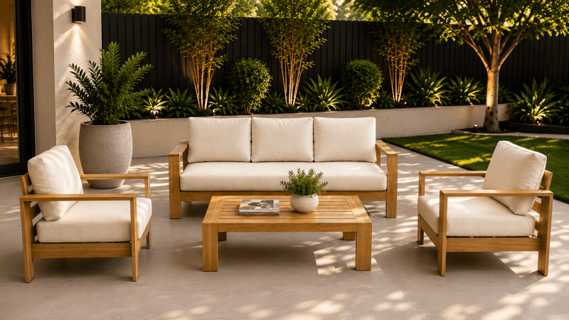Maya 4 pcs Teak Look Aluminium Outdoor Lounge