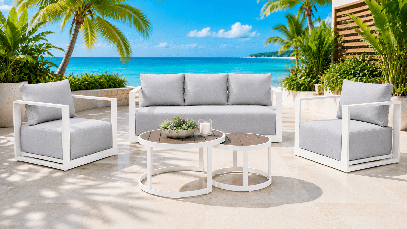 1000x563 Milano Milano 4 pcs Premium Quality Aluminium Outdoor Lounge – White - Image 1
