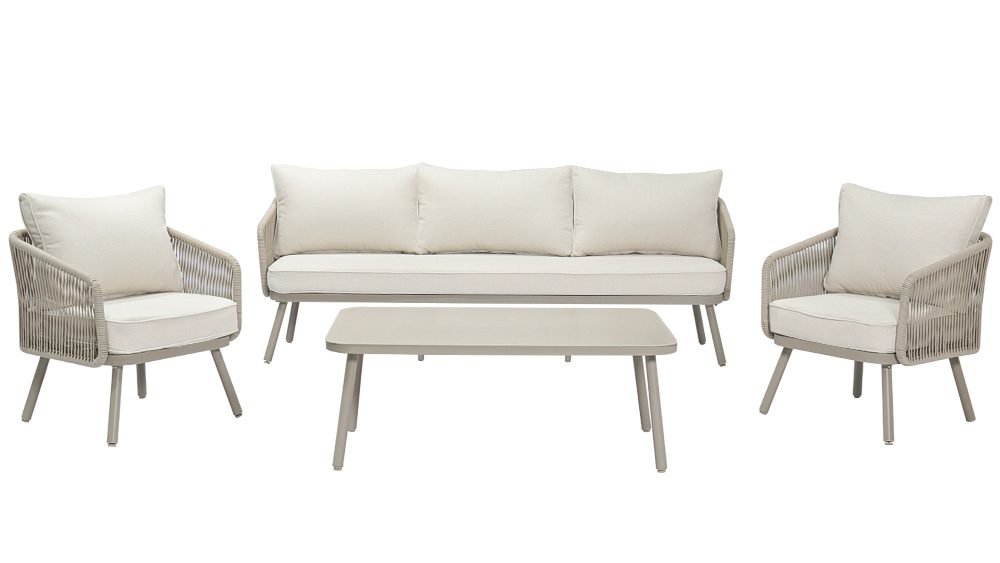 1000乘 563 Arcadia 3+1+1 Seater Outdoor Aluminium and Wicker Lounge Set with Coffee Table - Image 1