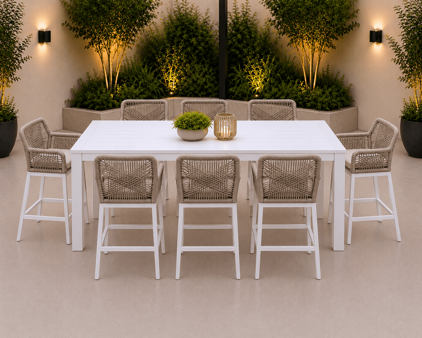 33003762-d346-48e7-9e98-50370f9d1aaf Avalon Outdoor 2m Rectangle Aluminium Bar Table with 8 Boston Bar Stools - Image 1