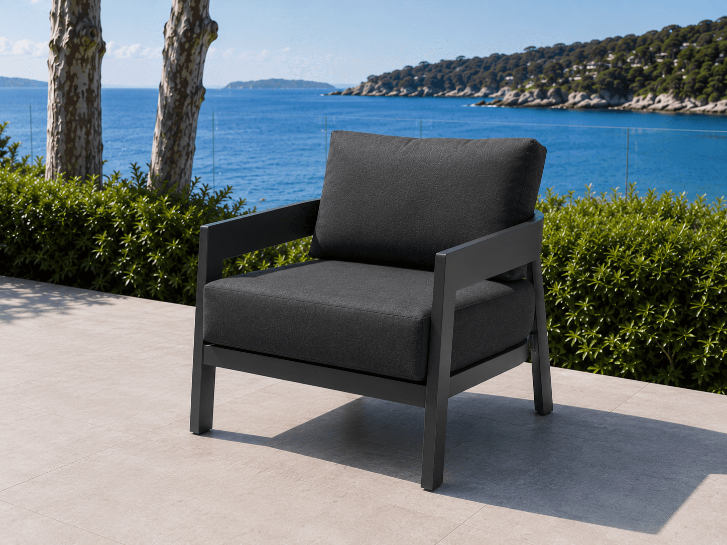 37ec6688-0588-42ca-a325-398dbc6a5a7c Gordon 2+1+1 Outdoor Aluminium Outdoor Lounge Set with Coffee Table - Gunmetal - Image 3