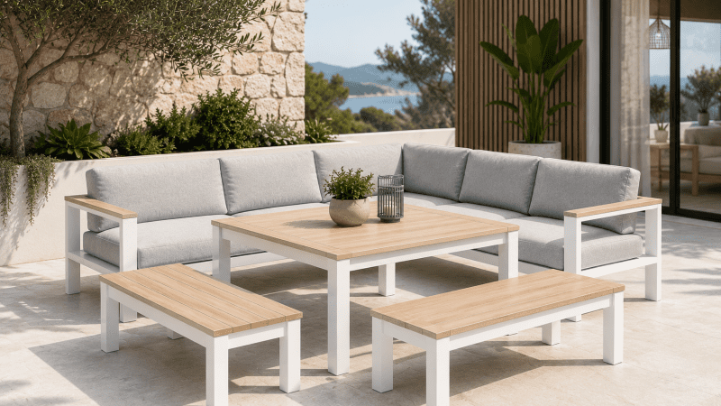 Maya Outdoor Aluminium Casual Lounge and Dining Set White