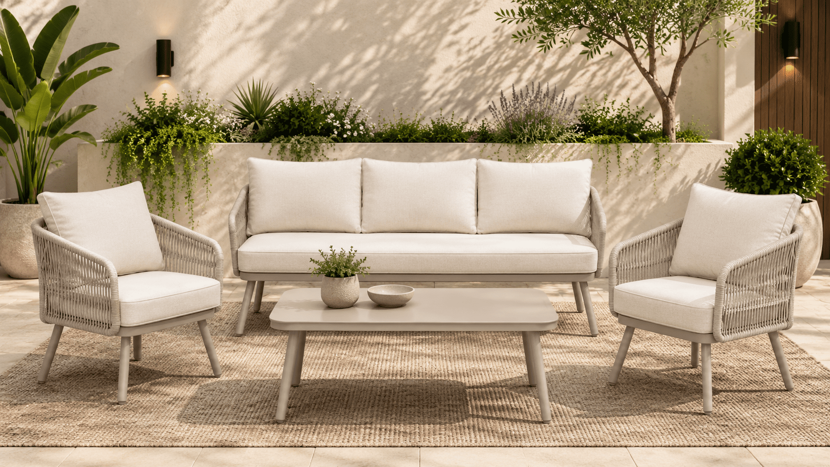 490412fc-1805-409c-a8fb-e1346f294331 Arcadia 3+1+1 Seater Outdoor Aluminium and Wicker Lounge Set with Coffee Table - Image 1