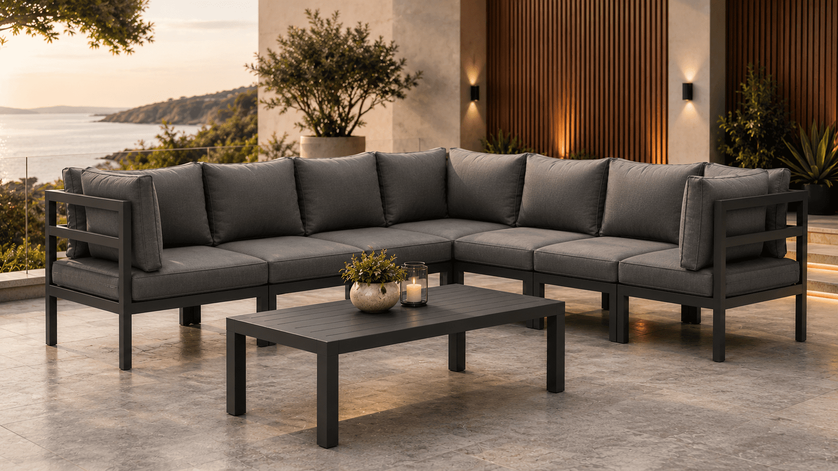 72986f58-c5ad-464c-aa31-a8623099b56a Aspen 8 Pieces Aluminium Outdoor Lounge Set – Gunmetal - Image 1