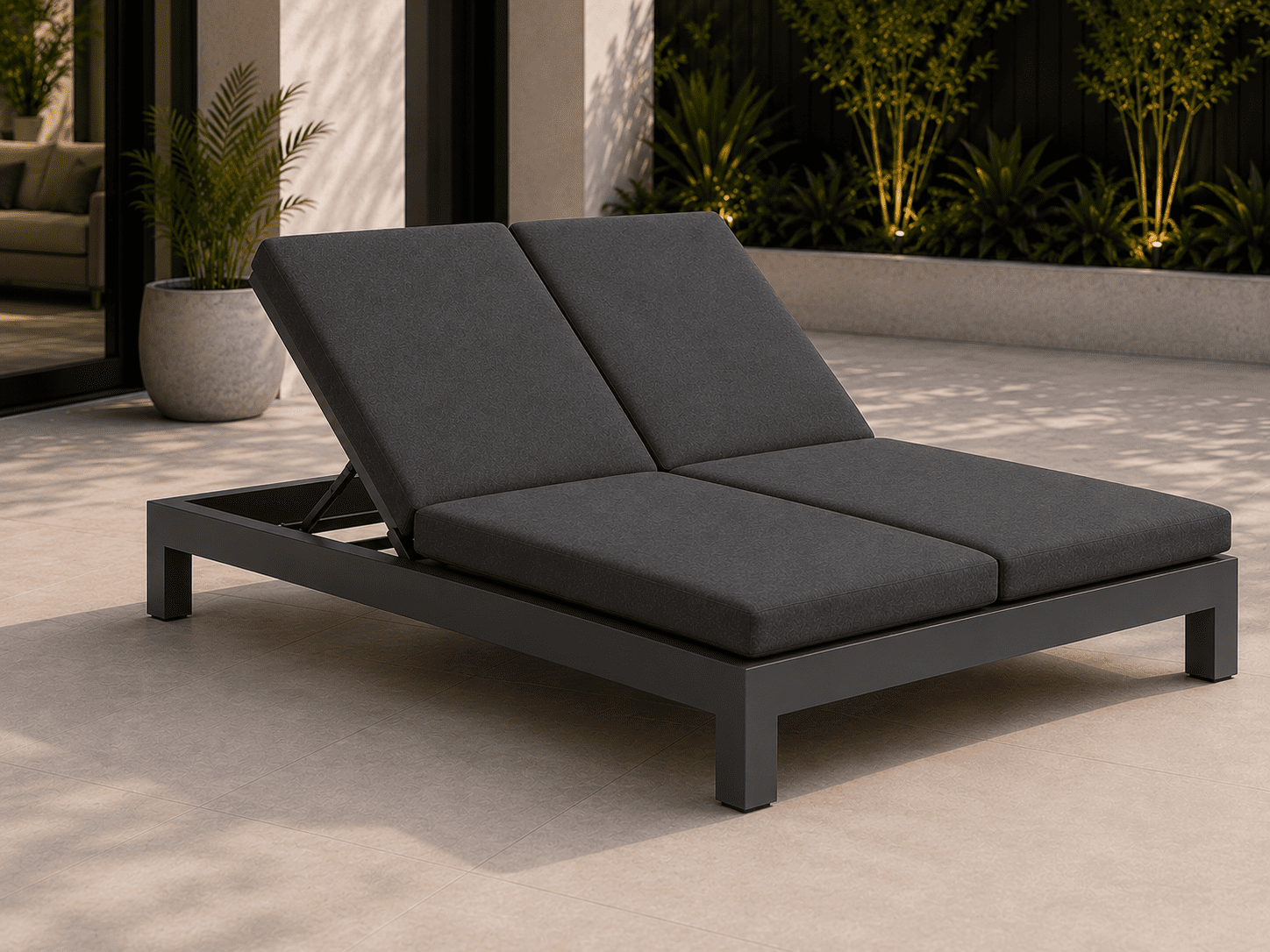 7e845408-ca3e-40f2-aa52-d43819695dfc Maya Aluminium Outdoor Double Sun Lounge Gunmetal - Image 1