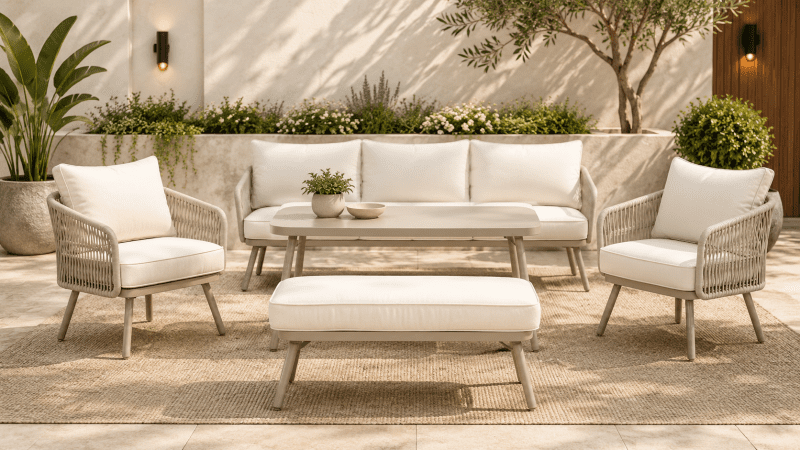Arcadia 3+1+1 Seater Outdoor Aluminium and Wicker Lounge and Dining Setting