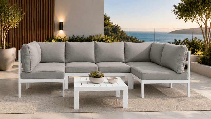 Aspen 7 Pieces Aluminium Outdoor Lounge Set – White