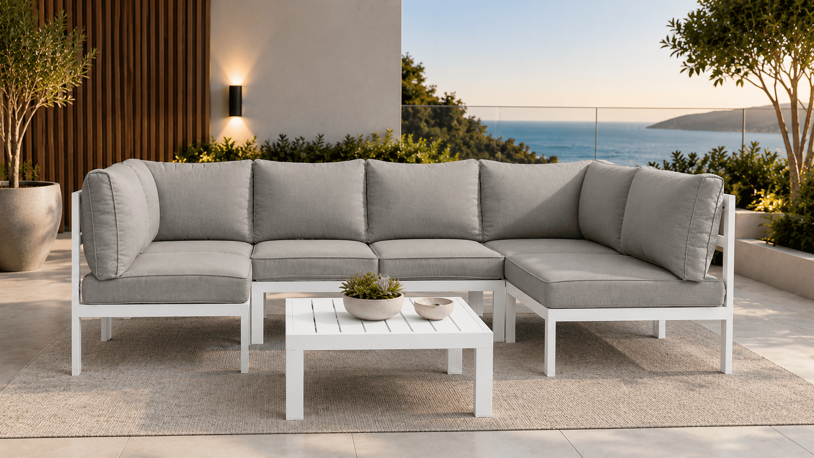 91421f20-c0cd-44d5-ae5c-43cf4752157a Aspen 7 Pieces Aluminium Outdoor Lounge Set – White - Image 1