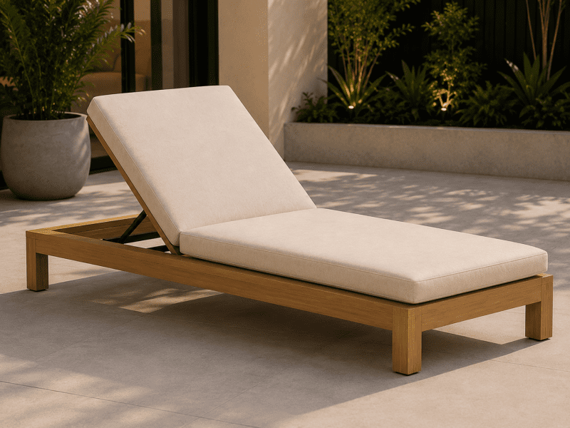 Maya Aluminium Outdoor Sun Lounge - Wooden Look Aluminium