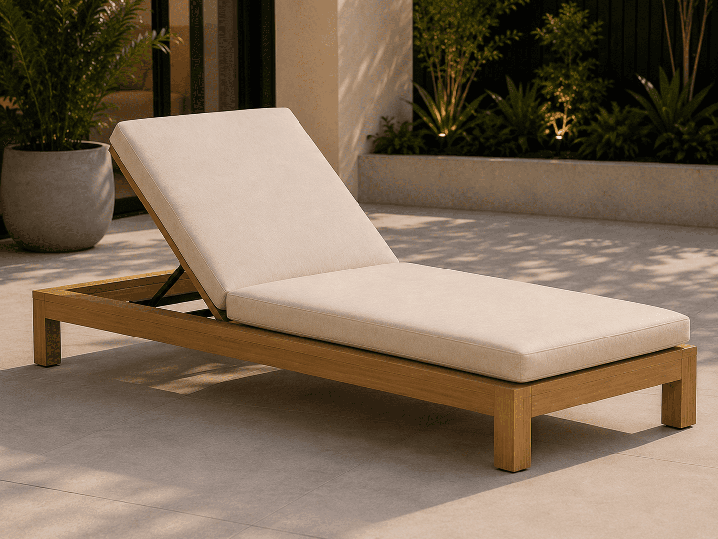 98cb49c0-cfc2-427c-ad5e-c2b6475cbc2e Maya Aluminium Outdoor Sun Lounge - Wooden Look Aluminium - Image 1
