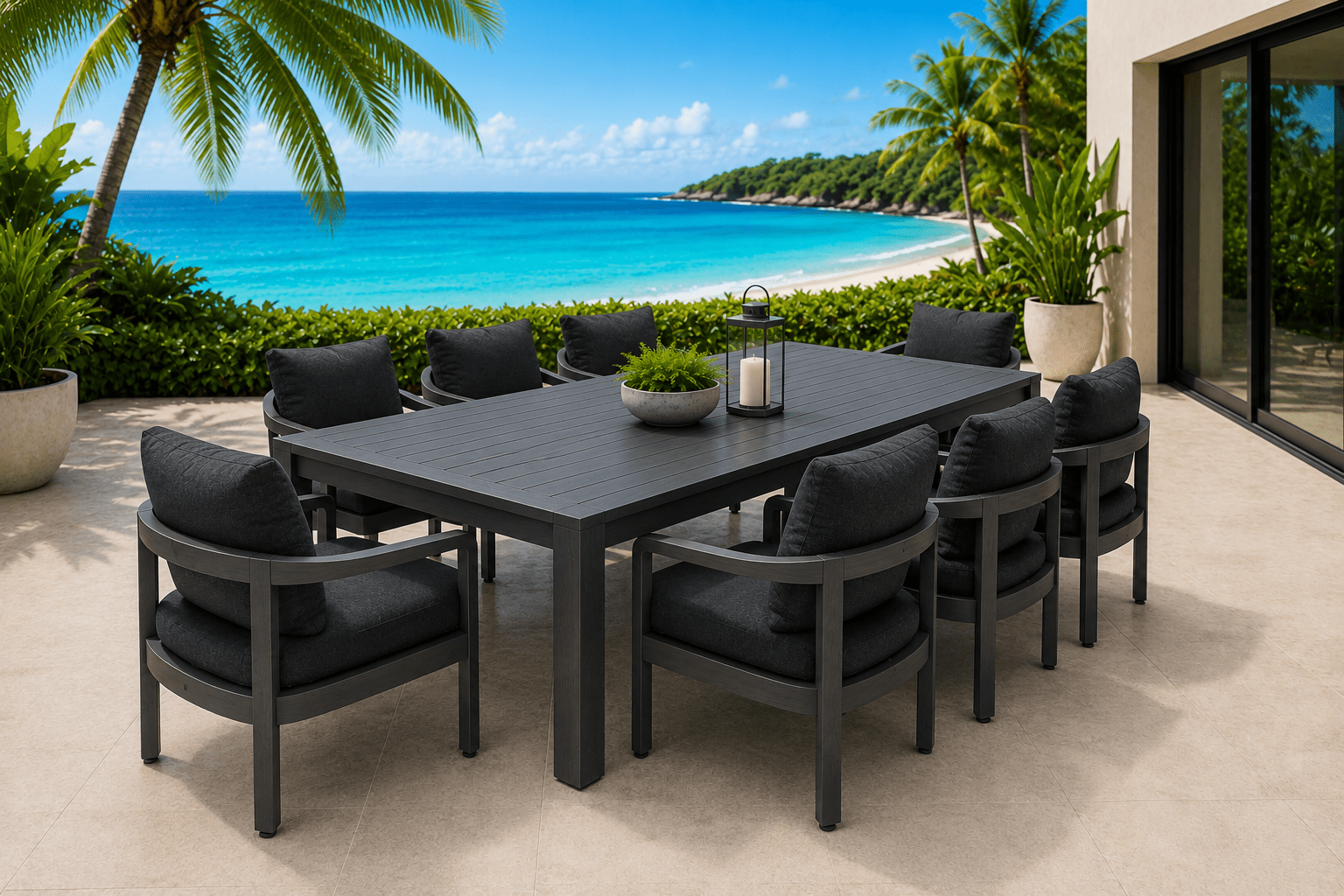 9967ae17-8647-49fc-ac68-bafa7b113d92 Avalon Dining Table with 8 Dover Dining Chairs -Gunmetal - Image 2