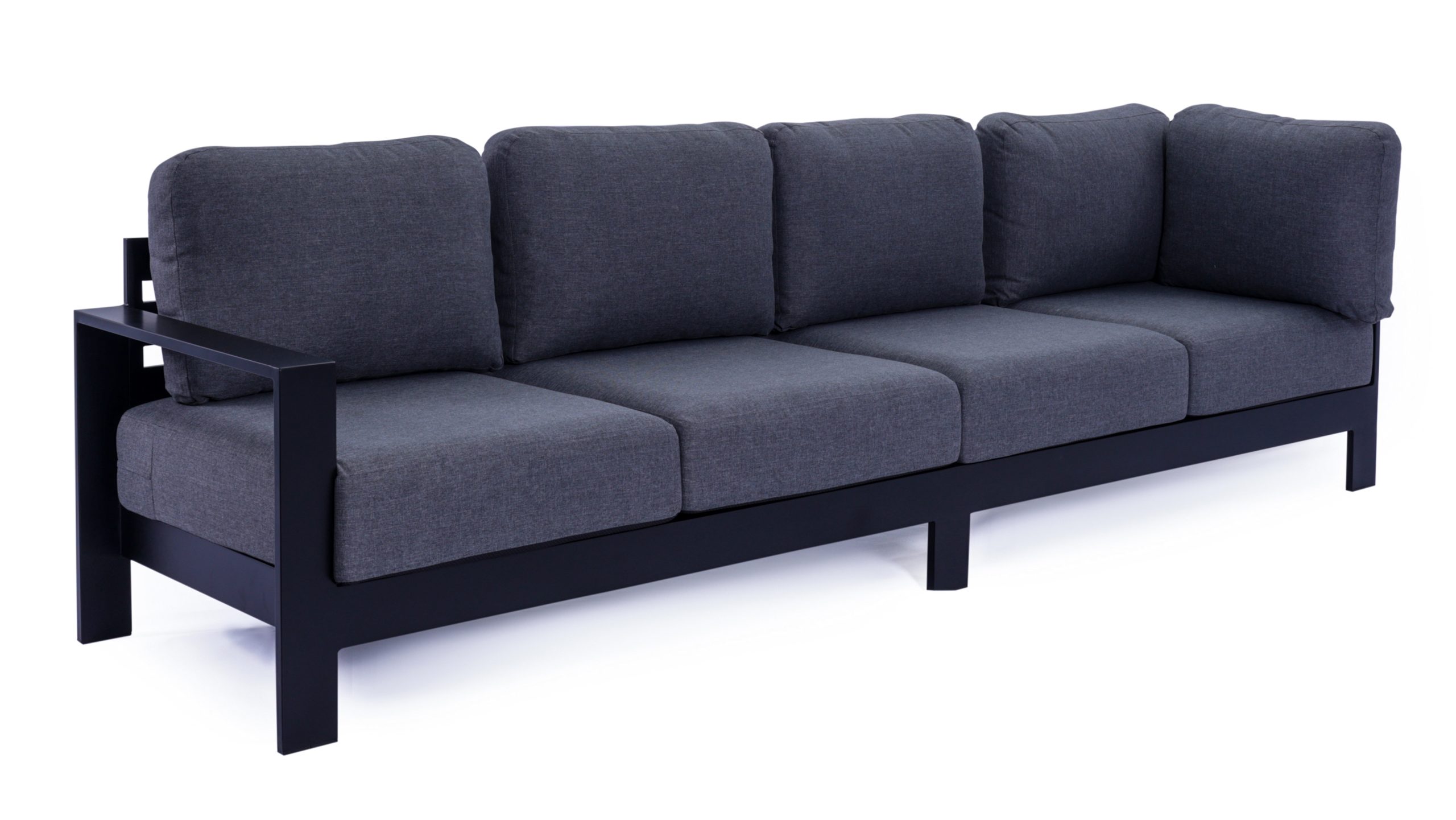 9A2A7943 Maya 7 Seater Aluminium Outdoor Lounge Set & Coffee Table – Black - Image 2