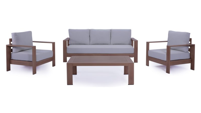 Maya 4 pcs Teak Look Aluminium Outdoor Lounge