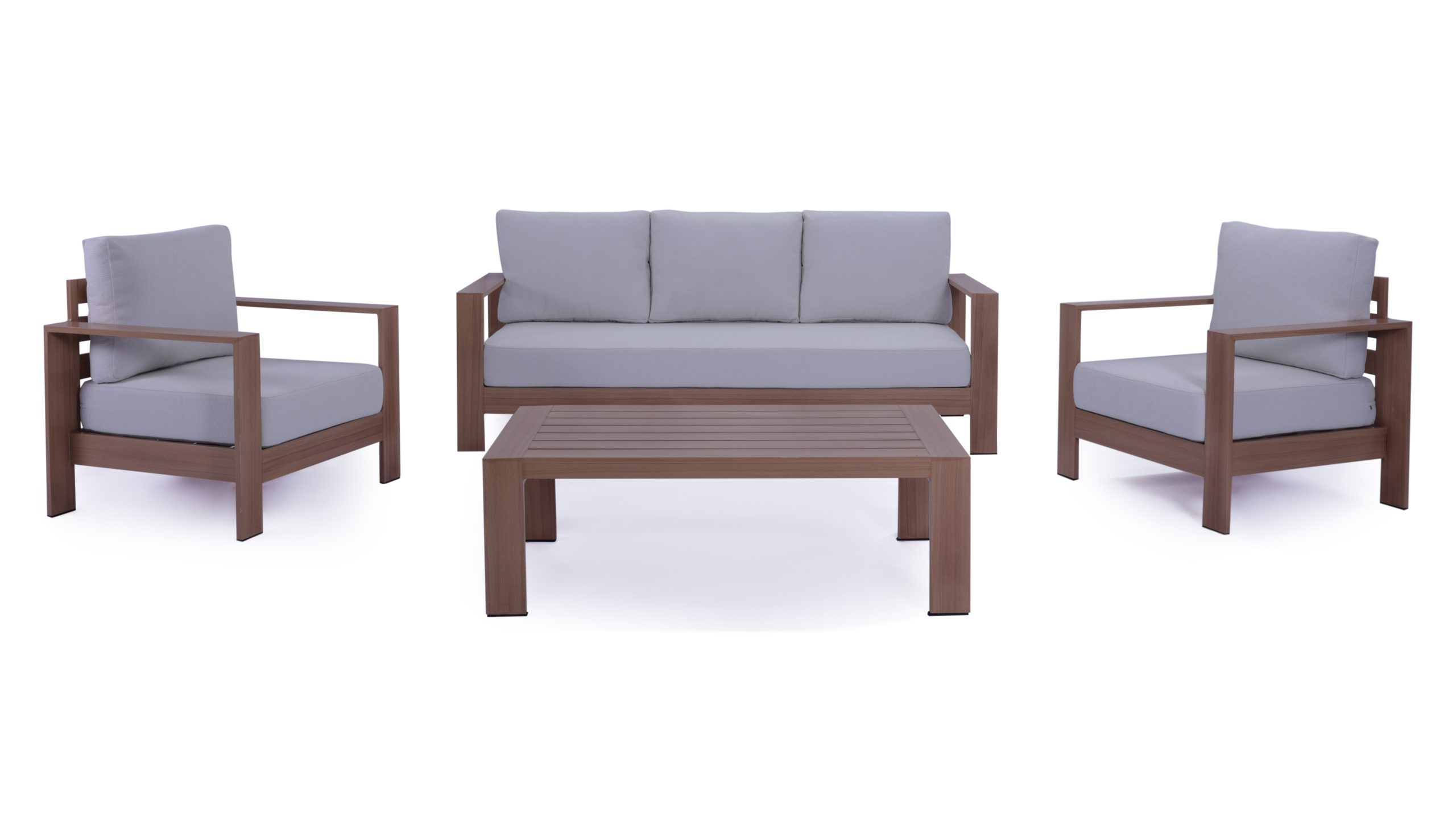 9A2A8026 Maya 4 pcs Teak Look Aluminium Outdoor Lounge - Image 1