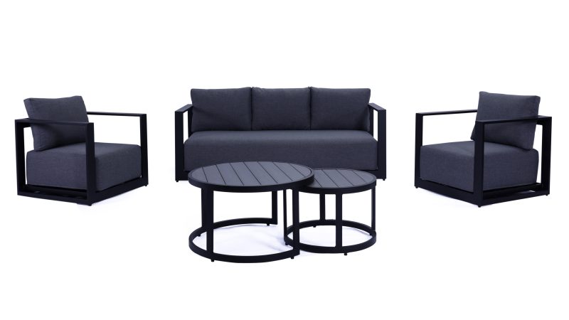 Milano 4 pcs Premium Quality Aluminium Outdoor Lounge – Black