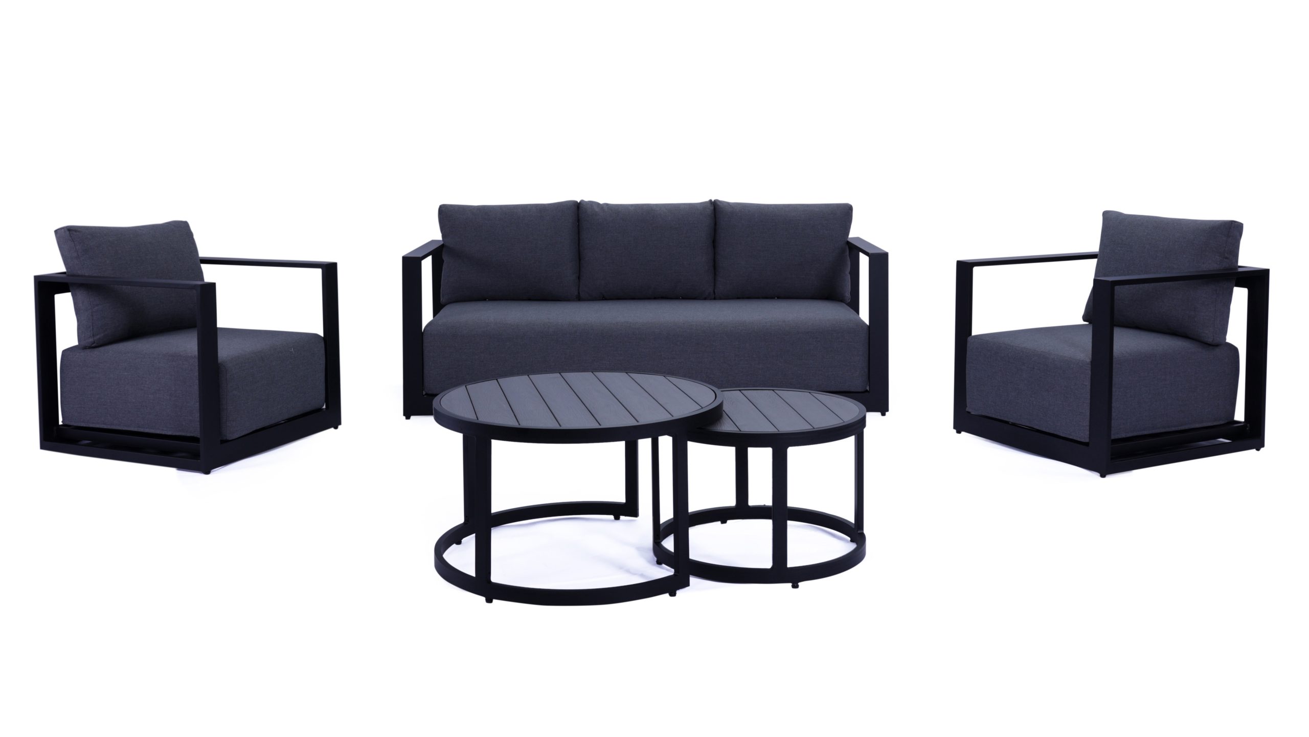 9A2A8190 Milano 4 pcs Premium Quality Aluminium Outdoor Lounge – Black - Image 1