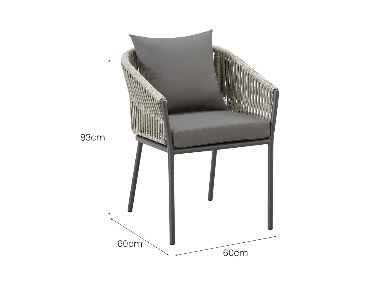 KereruAluminiumandRopeOutdoorDiningChairTaupe_7 Cila Outdoor Aluminium and Rope Dining Chair - Image 5