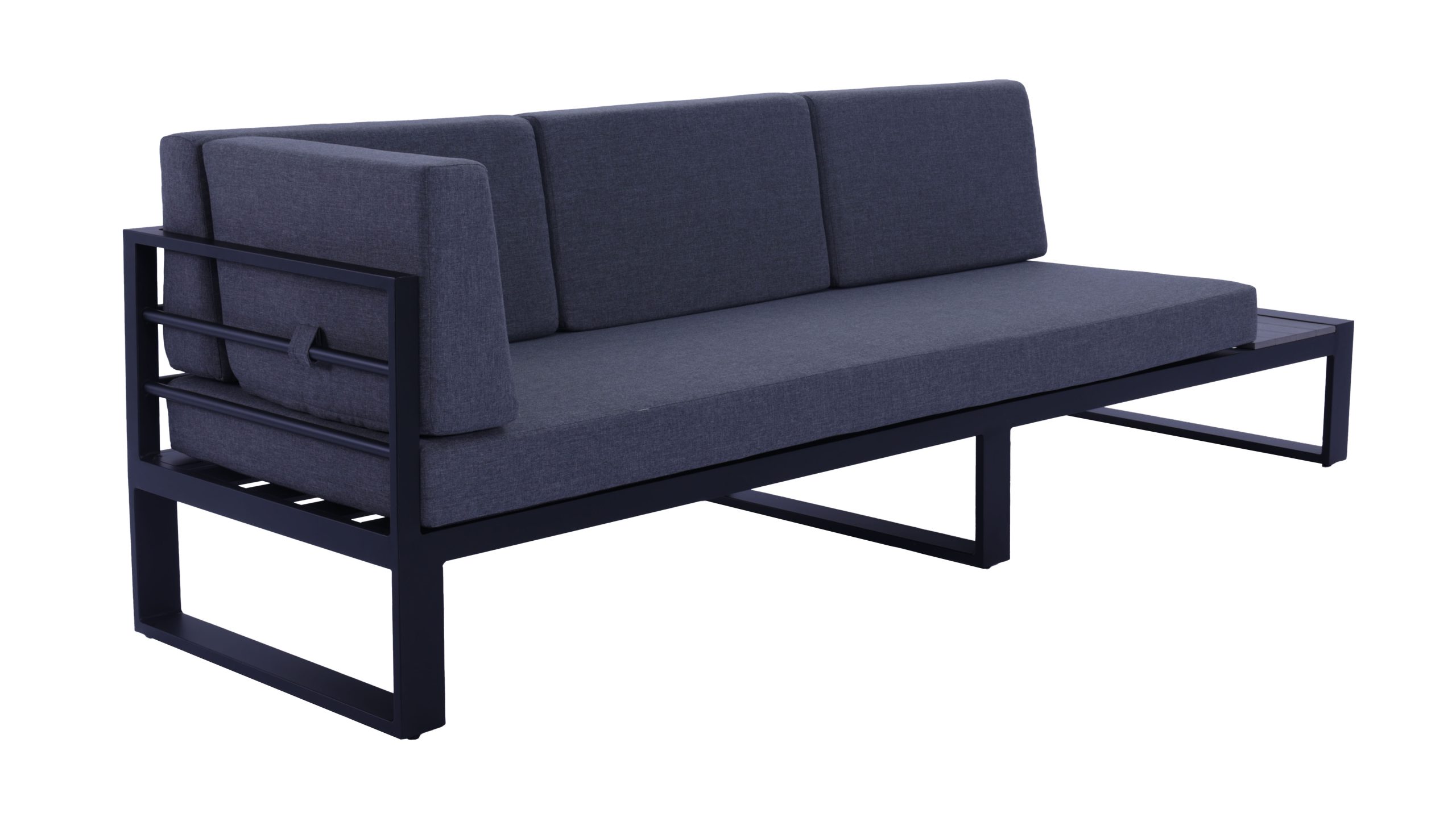 Outdoor Lounge Norma Black 3S Final - R 1 Norma 5 Seater Outdoor Platform Lounge Setting & Two Round Coffee Tables -Black - Image 9