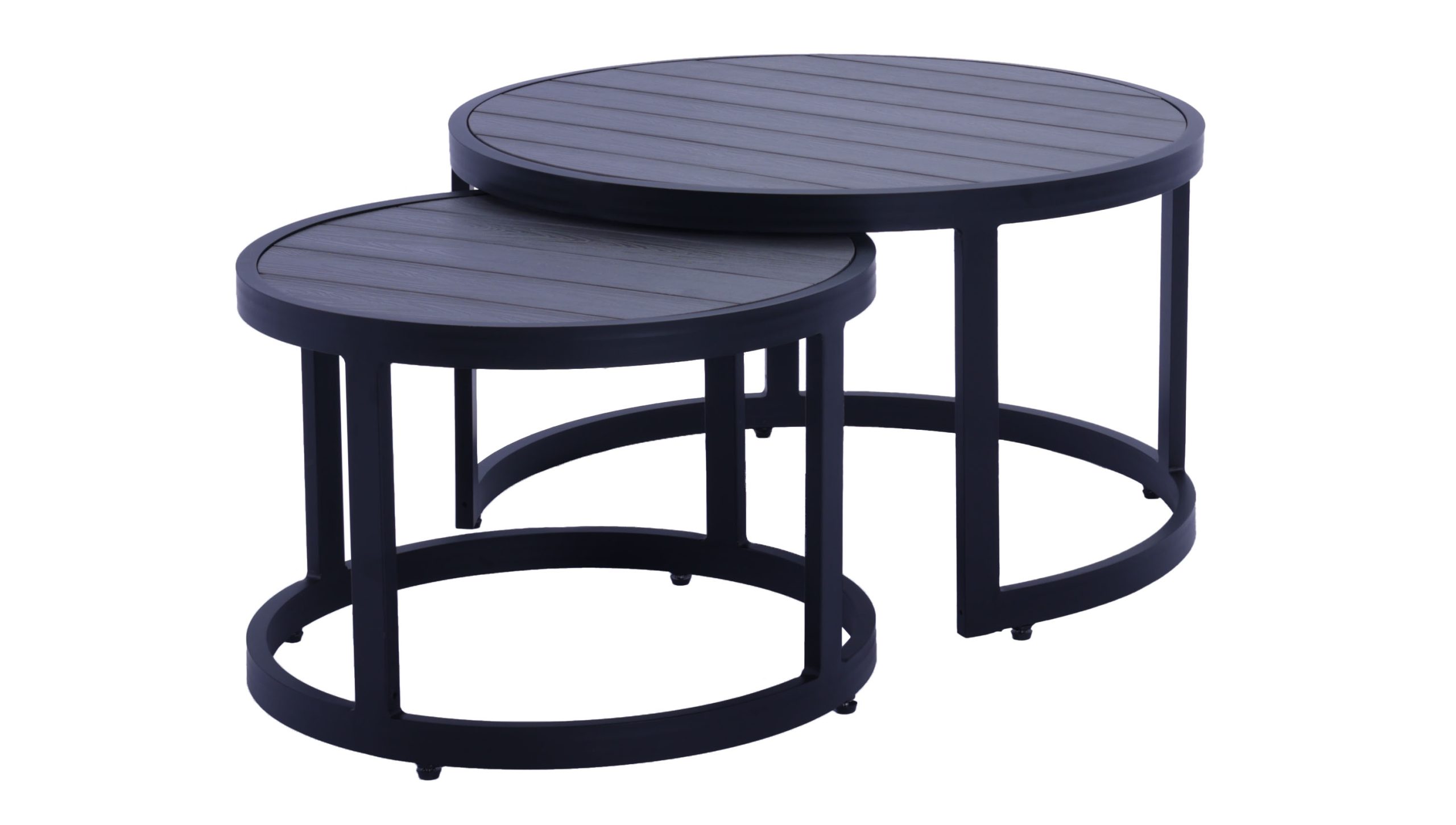 Outdoor Lounge Norma Black CT Final - R Norma 5 Seater Outdoor Platform Lounge Setting & Two Round Coffee Tables -Black - Image 11