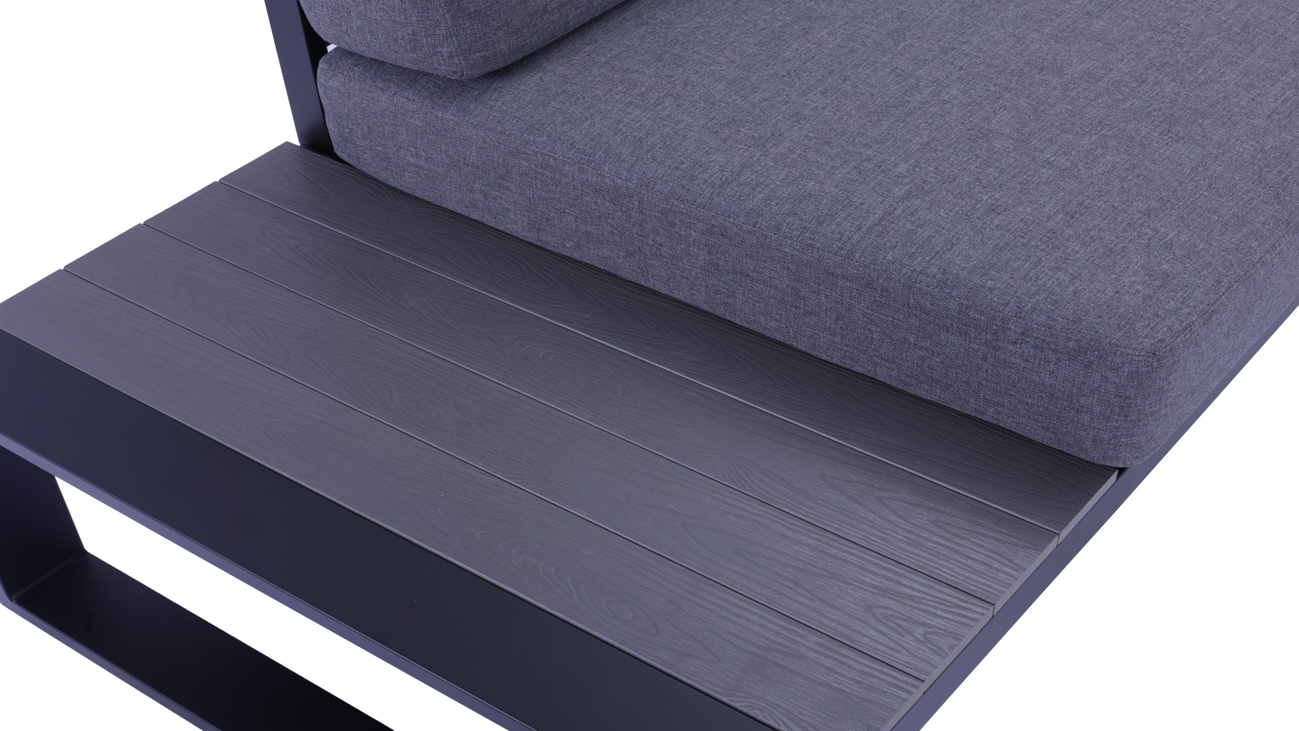 Outdoor Lounge Norma Black Detail Final - R 1 Norma 5 Seater Outdoor Platform Lounge Setting & Two Round Coffee Tables -Black - Image 11