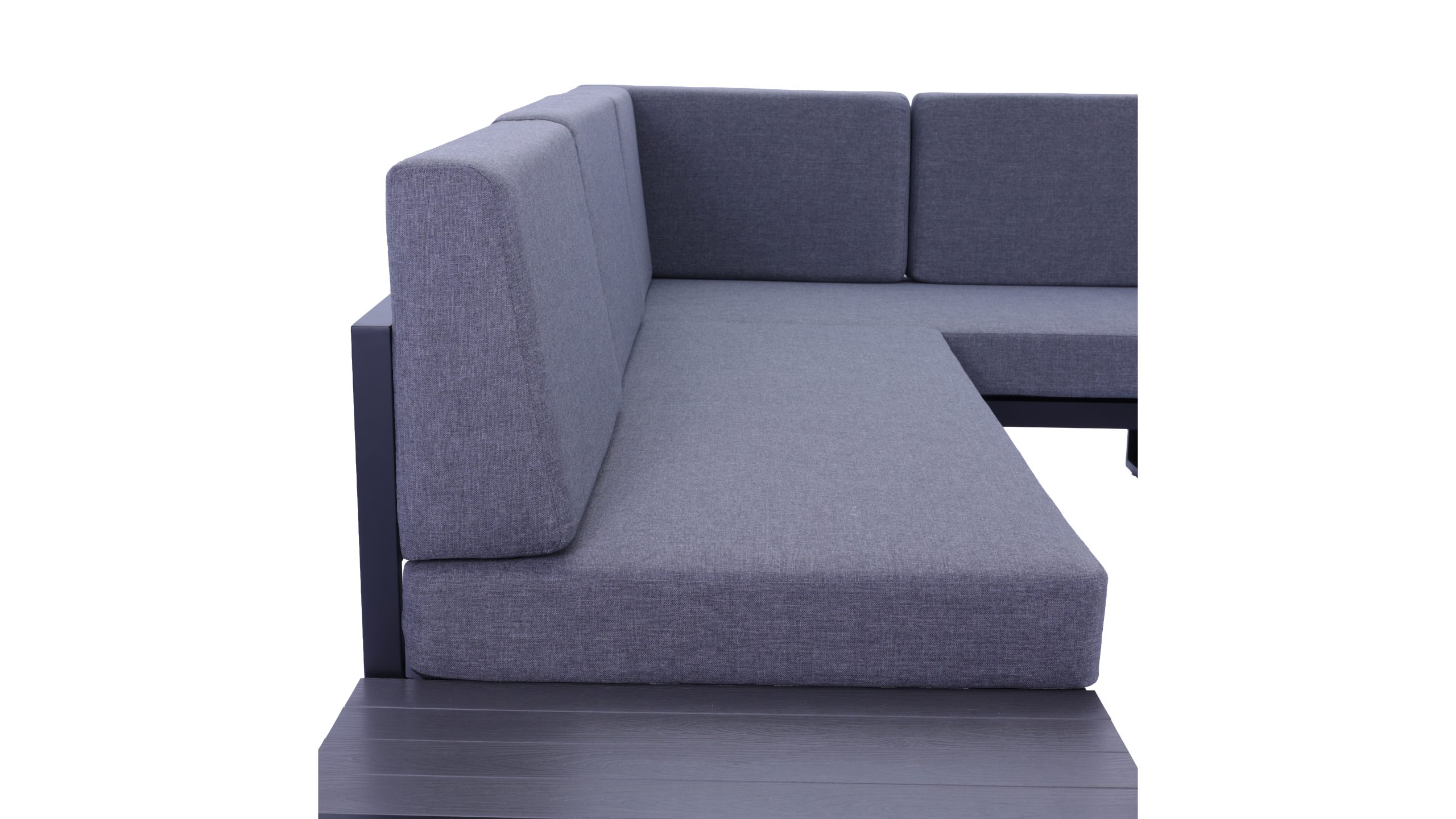 Outdoor Lounge Norma Black Detail Final - R 2 Norma 5 Seater Outdoor Platform Lounge Setting & Two Round Coffee Tables -Black - Image 4