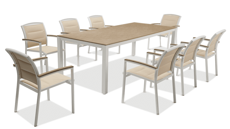 Cora 2.2 m Aluminium Table With 8 Alyssa Dining Chairs