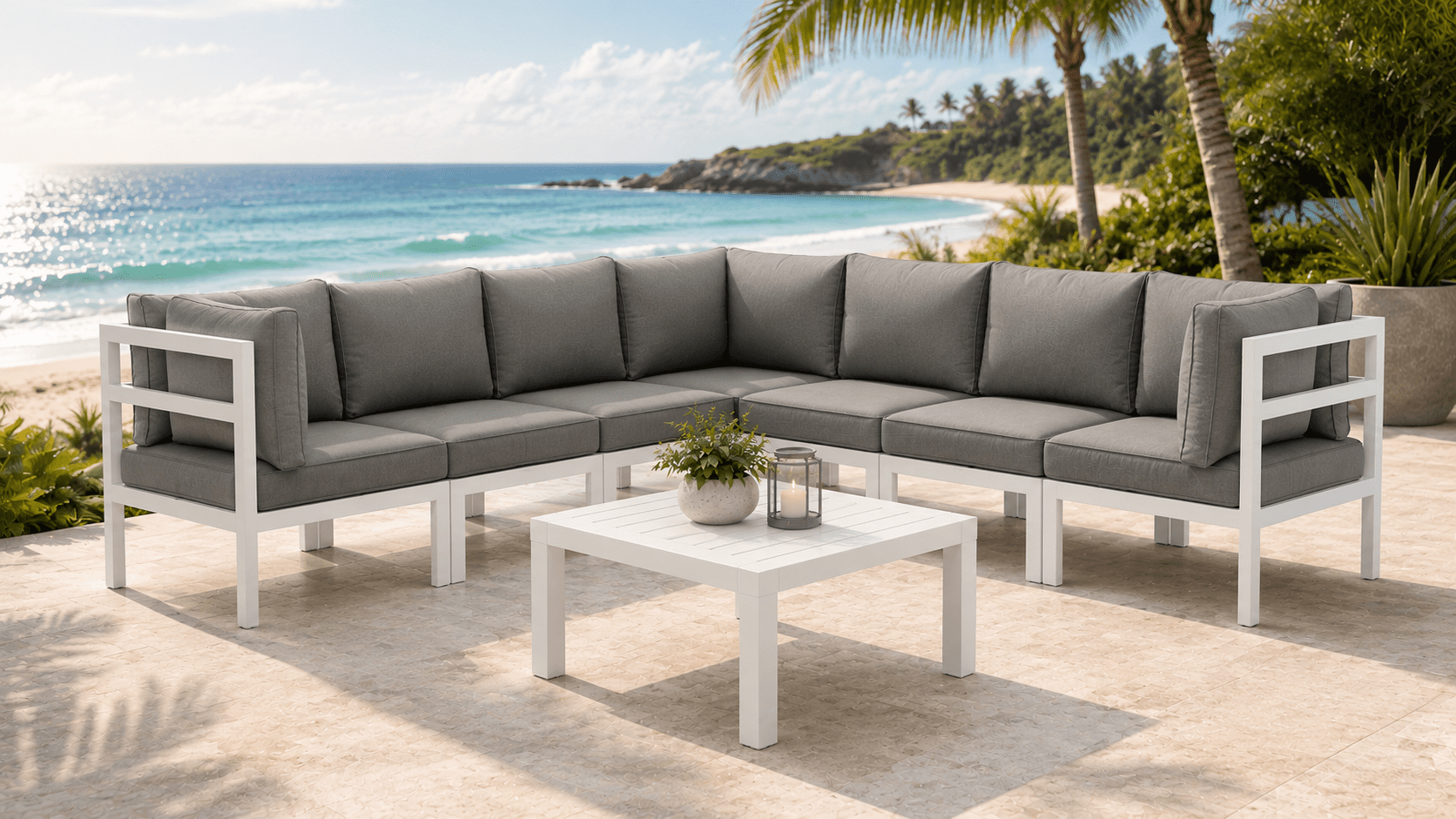 a5aab363-d23e-48cb-a84a-3911aa41d200 Aspen 8 Pieces Aluminium Outdoor Lounge Set – White - Image 1