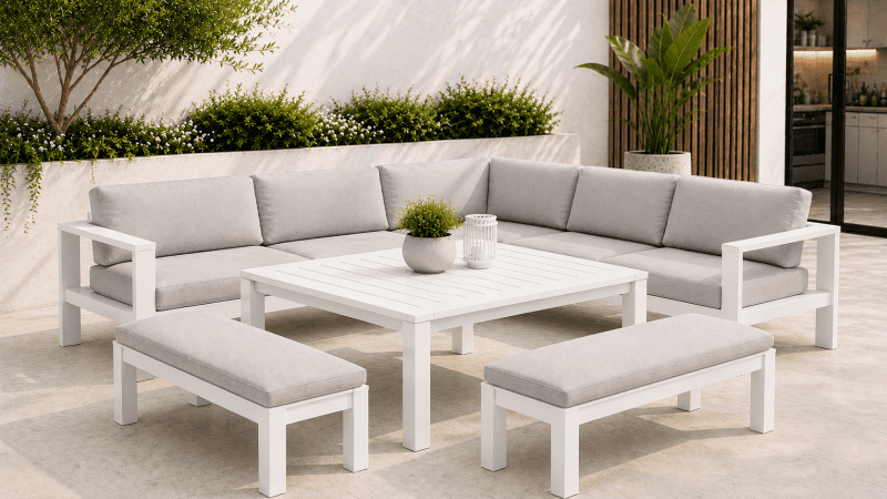 Maya Outdoor Aluminium Casual Lounge and Dining Set White