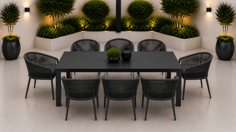 Anika 9 pcs Outdoor Dining Set – Charcoal