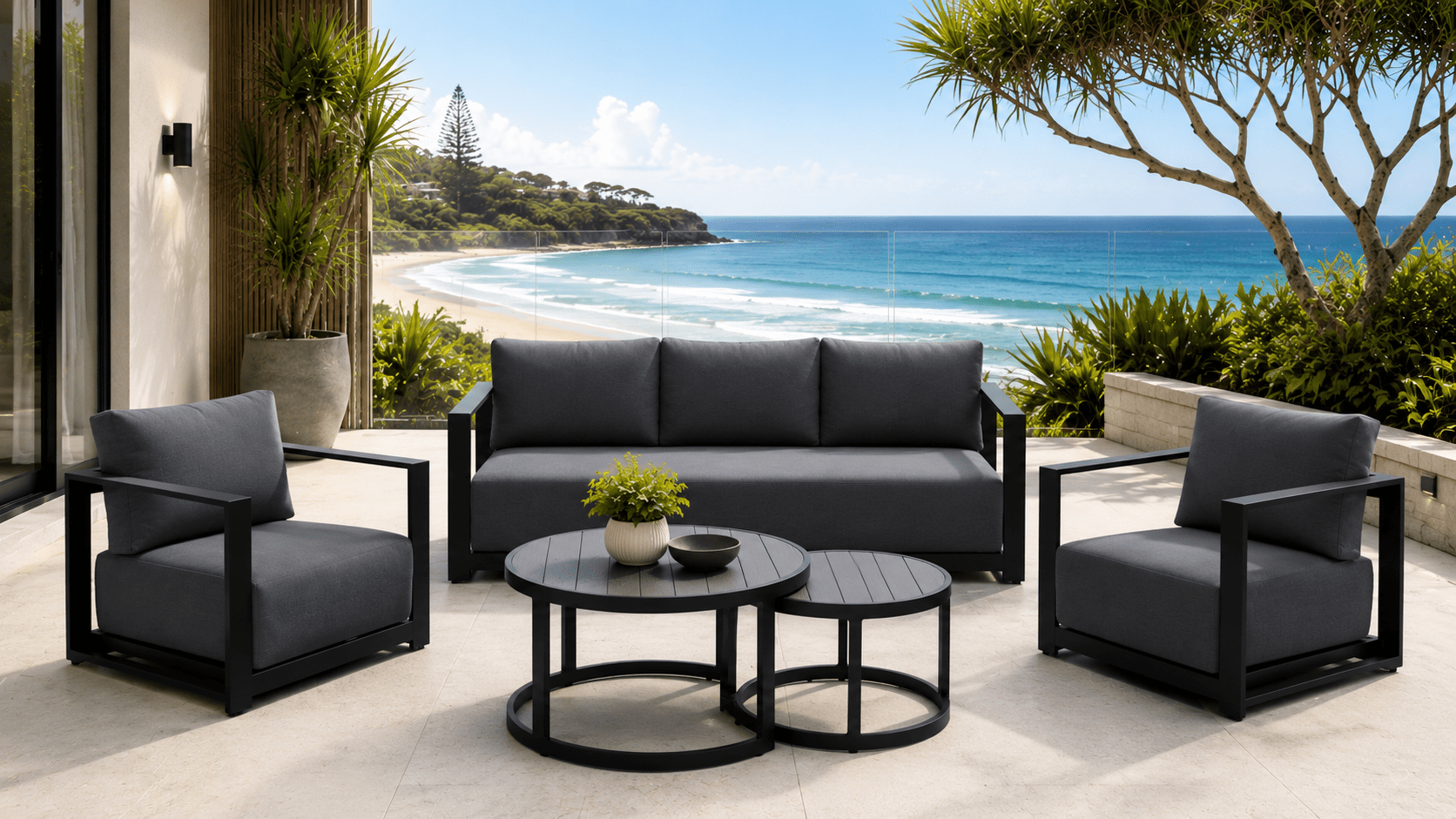 dcf2281d-a528-436f-b3ff-f7d3887f47cd Milano 4 pcs Premium Quality Aluminium Outdoor Lounge – Black - Image 1