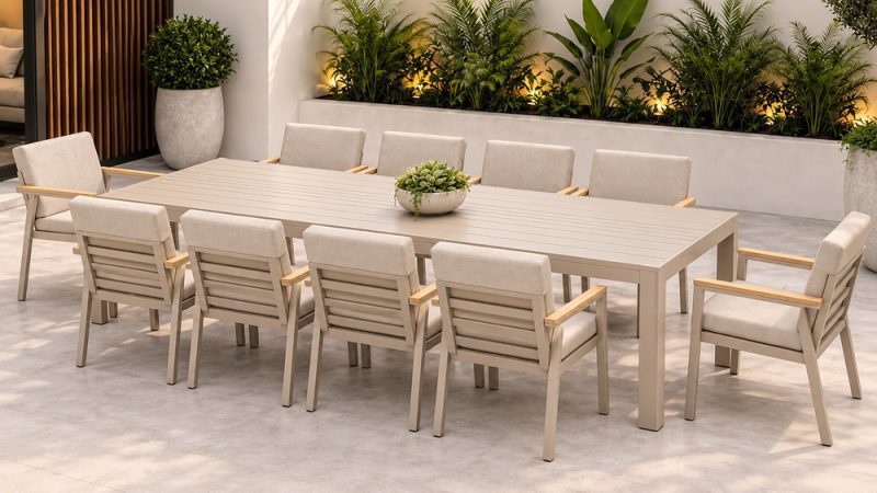 Victoria 11 pcs Outdoor Dining Set-Beige