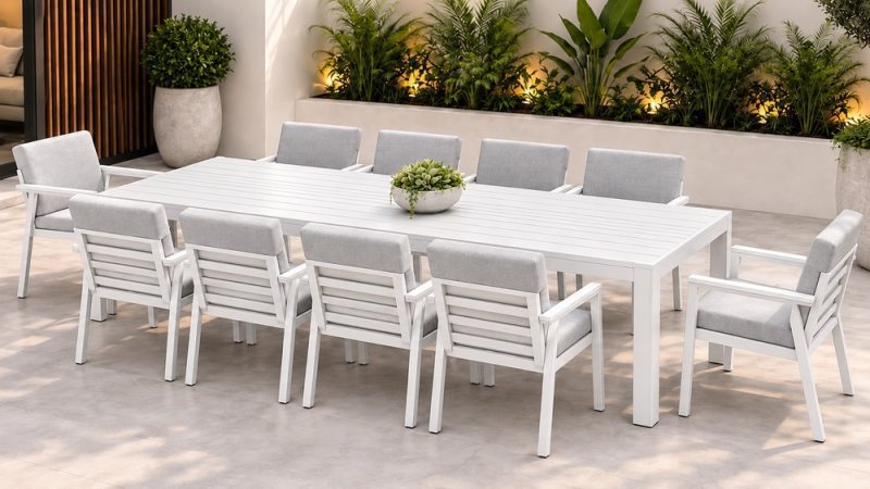Victoria 11 pcs Outdoor Dining Set-White