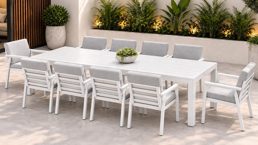 download (3) Victoria 11 pcs Outdoor Dining Set-White - Image 1