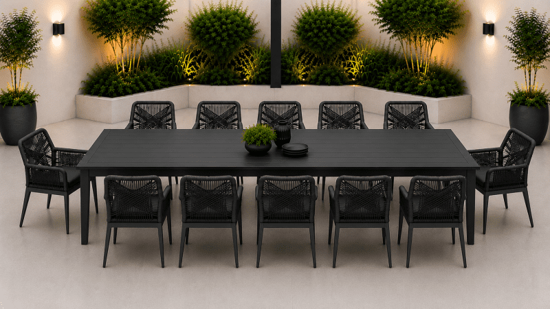 Boston 13 pcs Outdoor Dining Set - Charcoal