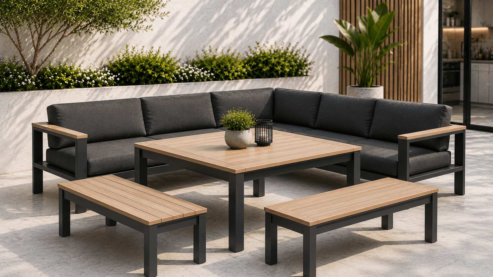 e5a04362-a7f2-4952-a854-cd2901e8c2b2 Maya Outdoor Aluminium Casual Lounge and Dining Set - Image 1