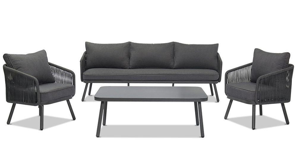 沙发563.jpg9_ Arcadia 3+1+1 Seater Outdoor Aluminium and Rope Lounge Set with Coffee Table - Image 4
