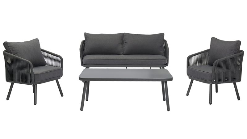 Arcadia 2+1+1 Seater Outdoor Aluminium and Rope Lounge Set with Coffee Table