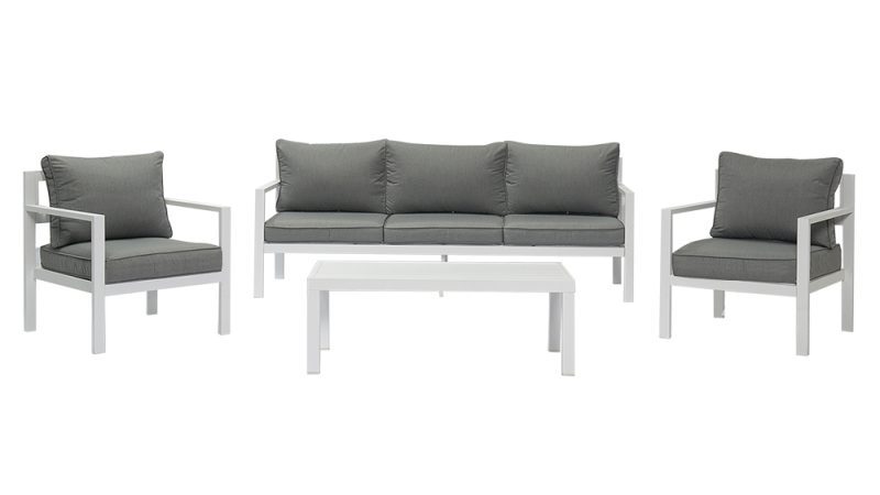 Aspen 3+1+1 Seater Outdoor Aluminium Lounge Setting-White